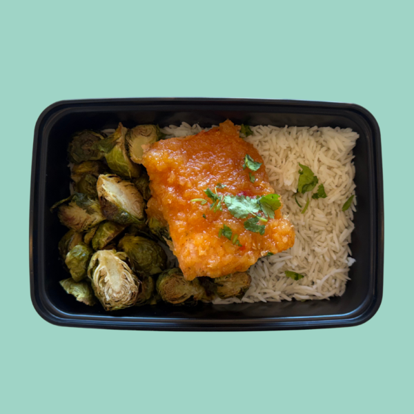Meal #09- pineapple salmon with basmati rice and brussel sprouts(GF,DF)