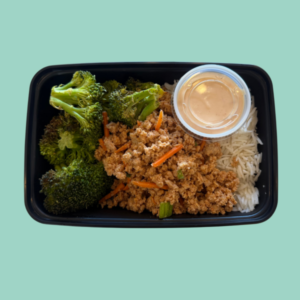 Meal #06 bang bang turkey bowl with basmati rice and broccoli